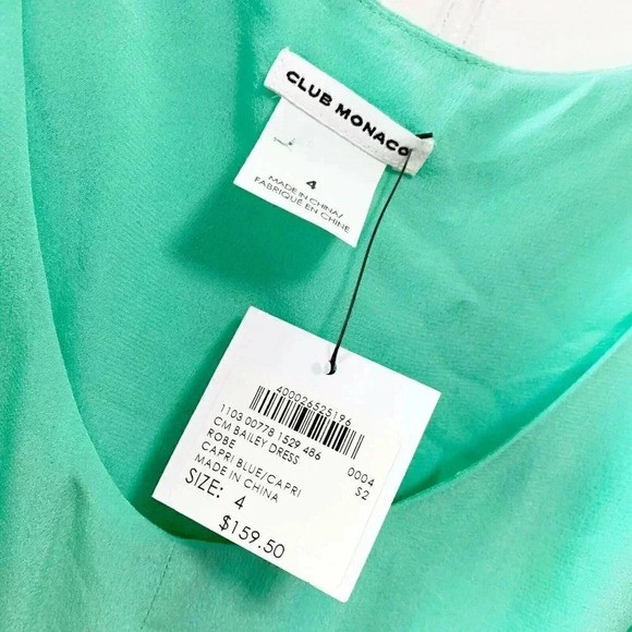 Club Monaco Size 4 Capri Blue Sleeveless Empire Waist Bailey Dress NEW! - Picture 7 of 9